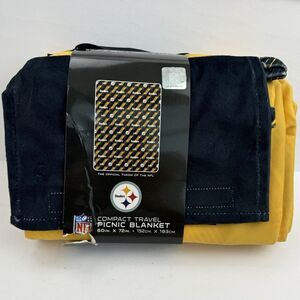Pittsburgh Steelers Picnic Blanket Black/Gold Team Logo Compact Travel 60x72 NIP